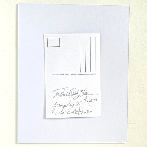 Fern Play 2 Original Art Watercolor Painting Matted Frame Ready 8x10in - Picture 5 of 5